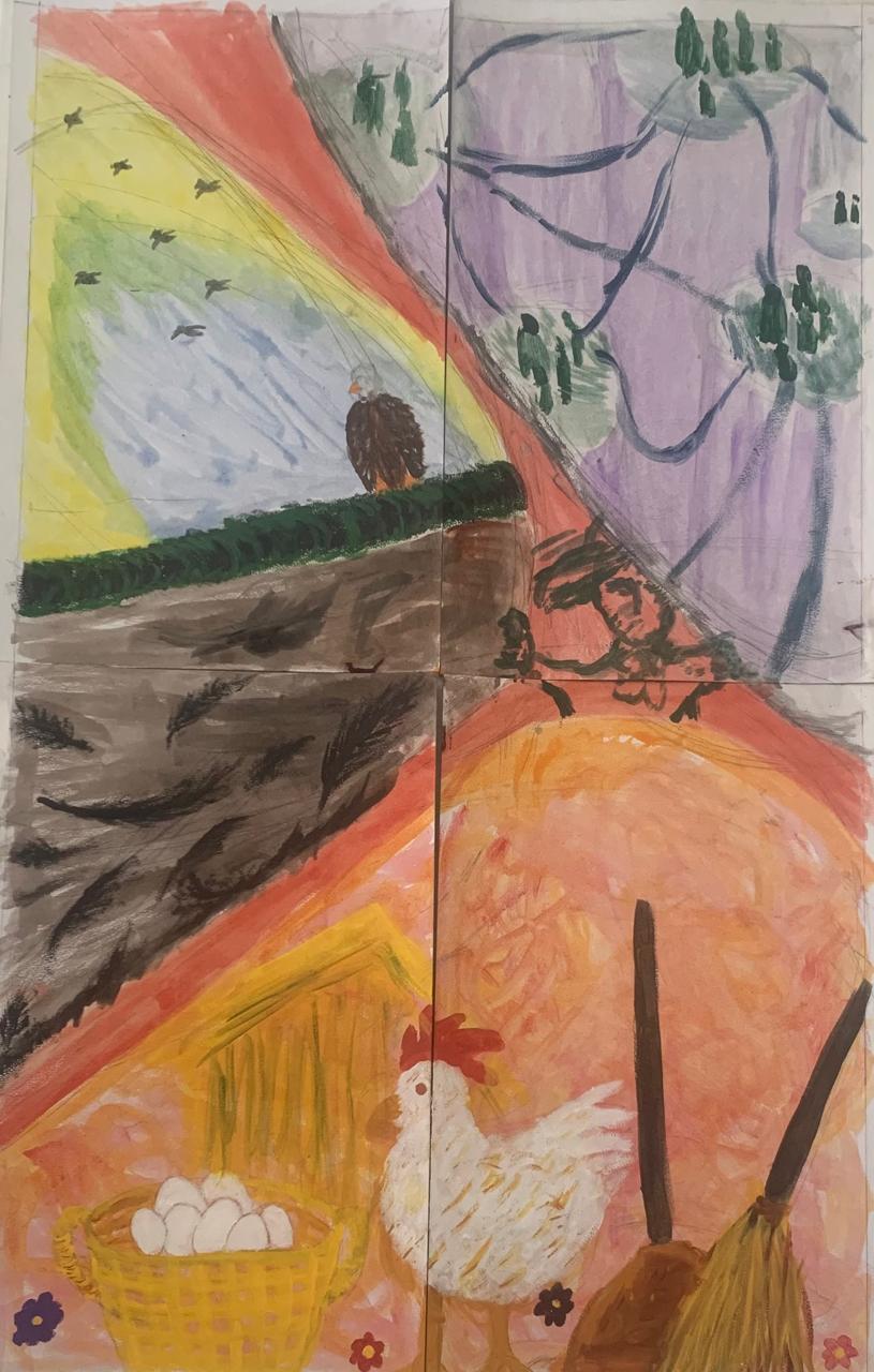 Guerrero T. Karen G; Valdez M. (2022) Caminos de Vidas Atadas. Acrilíco; dividido en 4 cartones de huevo.